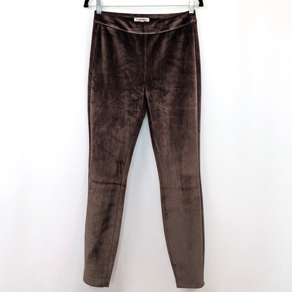 Nanette Lepore Velvet Corduroy Leggings Ribbed Pull On Stretch Brown size Small